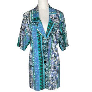Focal Point Women's Vintage Multicolored Abstract Cotton Blazer 80's 22 Aztec